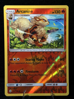 Pokemon TCG Arcanine 22/149 SM Base Set Reverse Holo NM - Image 1