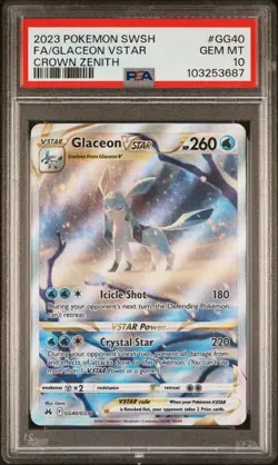2023 Pokemon Crown Zenith Glaceon VStar #GG40 Full Art PSA 10 - Image 1