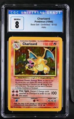 CGC 8 Charizard 1999 Base Set 4/102 Holo Pokemon Card - Image 1