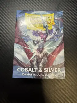 Dual Matte Cobalt & Silver Dragon Shield Standard Card Sleeves 100ct - Image 1