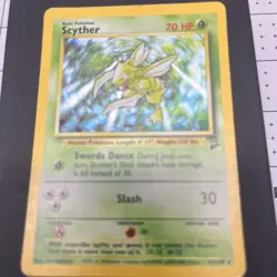 2001 Base Set 2 Scyther Holo 17/130 Rare WOTC Pokemon Card TCG NM Mint *Swirl!* - Image 1