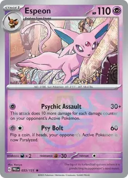 1x Espeon - 033/131 - Rare ~~Master Ball Pattern~~ Reverse Holo NM-Mint Pokemon - Image 1