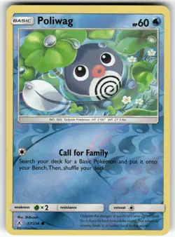 Poliwag (37) SM - Unbroken Bonds Common,Reverse Holo Pokemon Near Mint or Better - Image 1