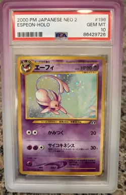 Pokemon Espeon Neo 2 Japanese Holo Rare #196 PSA 10 Gem Mint - Image 2