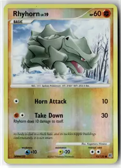 Rhyhorn ⭐ 95/130 Common Diamond & Pearl 2007 Pokemon Reverse Holo NM/LP - Image 1