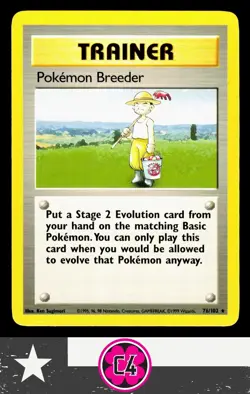 Pokemon Breeder Base Set Rare #076/102 Vintage Near Mint Never Played - Image 1
