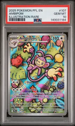 2025 POKEMON PFL EN-PHANTASMAL FLAMES | ILLUSTRATION RARE AMBIPOM 107 PSA 10 - Image 1