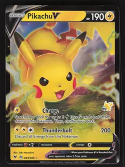 Pikachu V 043/185 - SWSH Vivid Voltage - Battle Academy Stamp - Pokemon TCG NM - Image 1