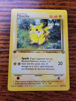LP! Pikachu 60/64 1st Edition Jungle Set Common 1999 English Pokemon Card WoTC - Image 1