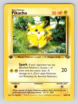 LP! Pikachu 60/64 1st Edition Jungle Set Common 1999 English Pokemon Card WoTC - Image 3