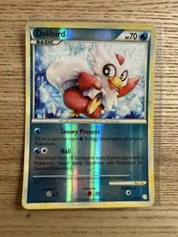Pokemon TCG Delibird Heartgold & Soulsilver 39/123 Reverse Holo LP. - Image 1