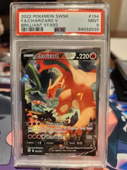 PSA 9 Pokemon Charizard V 2022 Brilliant Stars Alternative Full Art Card 154/172 - Image 1
