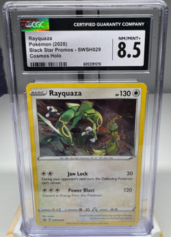CGC 8.5 Rayquaza SWSH029 – Black Star Promo Cosmos Holo Pokemon Card - Image 1