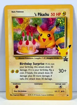 Birthday Pikachu 24 Black Star Promo Card Celebrations 25th Anniversary Pokemon - Image 1