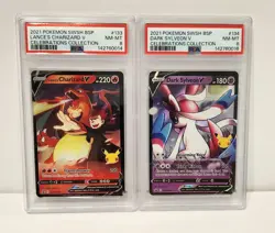 2021 Pokemon Celebrations Lot of 2 PSA 8 NM-MT Cards: Charizard & Sylveon Promos - Image 1