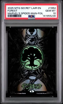 MTG Forest Raised Foil #1954 SLD x Spider-Man Venom Mana Symbiote PSA 10 - Image 1
