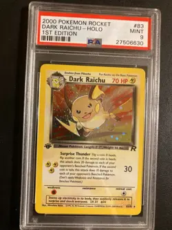 PSA 9 Dark Raichu Holo 1st edition Team Rocket Mint Rare Vintage Pokemon Card - Image 1