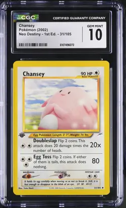 Pokemon English Chansey 31/105 2002 Neo Destiny - 1st Edition CGC 10 not PSA - Image 1