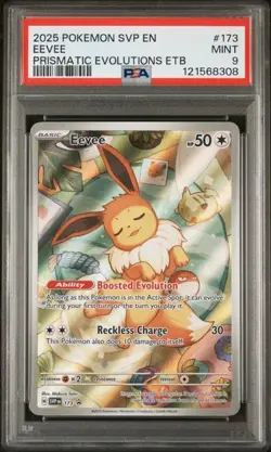 2025 POKEMON SVP EN-SV BLACK STAR PROMO PRISMATIC EVOLUTIONS ETB 173 EEVEE PSA 9 - Image 1