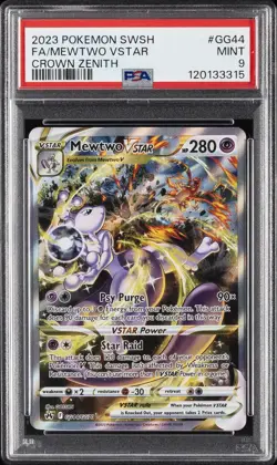 2023 POKEMON SWORD & SHIELD CROWN ZENITH #GG44 FULL ART/MEWTWO VSTAR PSA 9 - Image 1