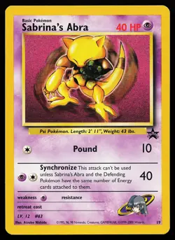 Sabrina's Abra 19 WOTC Black Star Promo Pokemon Card - Image 1