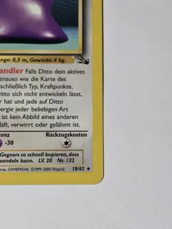 Pokemon Ditto 18/62 Fossil Regular - LP - Non Holo - German - Image 2