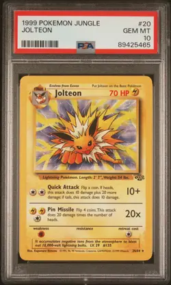 1999 POKEMON JUNGLE #20 JOLTEON PSA 10 - Image 1