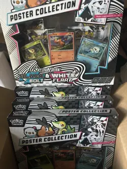 (Lot of 4) Pokemon TCG Black Bolt & White Flare Unova Poster Collection (Sealed) - Image 1
