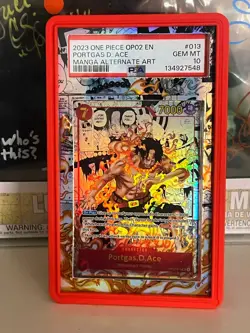 2023 One Piece OP02 En Manga Alternate Art #013 Portgas D. Ace PSA 10 GEM MINT - Image 1