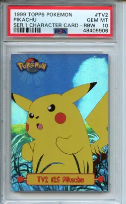 1999 Topps Pokemon Series 1 Character Cards #TV2 25 Pikachu Rainbow PSA 10 - Image 1