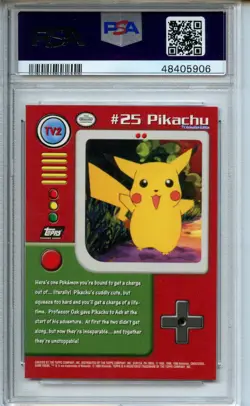 1999 Topps Pokemon Series 1 Character Cards #TV2 25 Pikachu Rainbow PSA 10 - Image 2