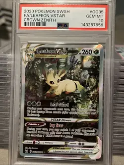 Pokemon TCG Crown Zenith: Galarian Gallery Leafeon VSTAR Card #GG35/GG70 PSA 10 - Image 1