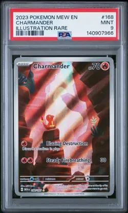 2023 POKEMON MEW EN-151 ILLUSTRATION RARE #168 CHARMANDER PSA 9 - Image 1