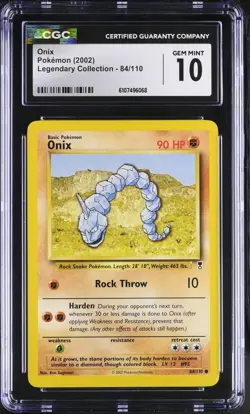 Pokemon English Onix 84/110 2002 Legendary Collection CGC 10 not PSA - Image 1