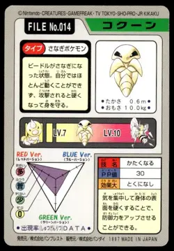 Kakuna File NO. 014 Bandai Carddass Series 3-4 Pokemon Japanese ~ MP - Image 2