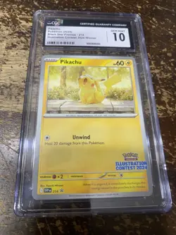 2025 POKEMON PROMOS ILLUSTRATION CONTEST 2024 WINNER #214 PIKACHU CGC 10 RARE - Image 1