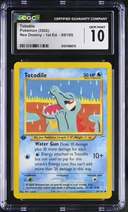 Pokemon English Totodile 85/105 2002 Neo Destiny - 1st Edition CGC 10 not PSA - Image 1