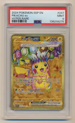 PSA 9 Pokemon Surging Sparks Hyper Rare Pikachu EX SSP EN 247/191 MINT Condition - Image 1