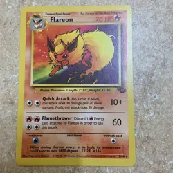 Pokemon TCG Flareon Card 19/64 Jungle Unlimited Rare Non-Holo NM/Mint Condition - Image 1