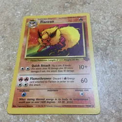 Pokemon TCG Flareon Card 19/64 Jungle Unlimited Rare Non-Holo NM/Mint Condition - Image 2
