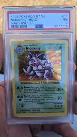 Pokemon PSA 7 NM NEAR MINT 1999 Nidoking Shadowless Base Set Holo Card - Image 1