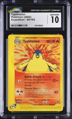 Pokemon English Typhlosion 64/165 2002 Expedition Rare CGC 10 not PSA - Image 1