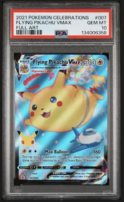 Pokemon Cards PSA 10 Gem Mt Flying Pikachu Vmax Celebrations SWSH 2021 007/025 - Image 1