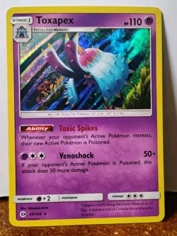 POKEMON TOXAPEX 63/149 HOLO RARE SUN AND MOON BASE LP - Image 1