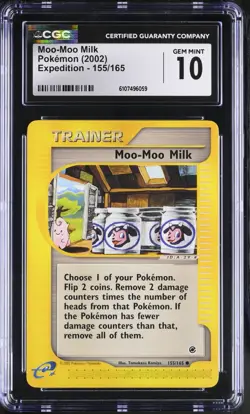 Pokemon English Moo-Moo Milk 155/165 2002 Expedition Common CGC 10 not PSA - Image 1