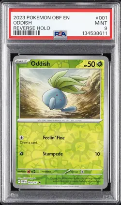 2023 POKEMON OBF EN-OBSIDIAN FLAMES REVERSE HOLO #001 ODDISH PSA 9 - Image 1
