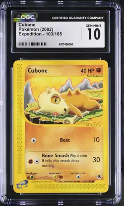 Pokemon English Cubone 103/165 2002 Expedition Common CGC 10 not PSA - Image 1