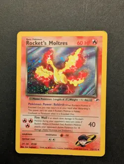Pokemon TCG Rockets Moltres Holo Rare Card 12/132 Gym Heroes - Image 1