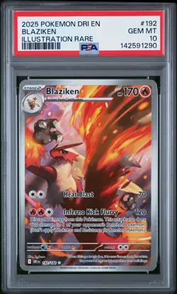 2025 POKEMON DRI EN-DESTINED RIVALS ILLUSTRATION RARE #192 BLAZIKEN PSA 10 - Image 1