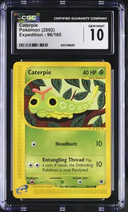 Pokemon English Caterpie 96/165 2002 Expedition Common CGC 10 not PSA - Image 1